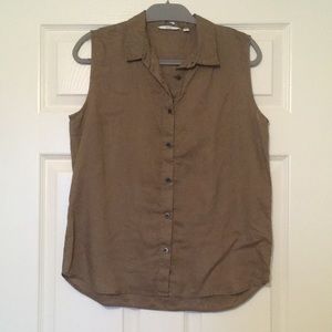 Uniqlo Tan Brown Linen Top